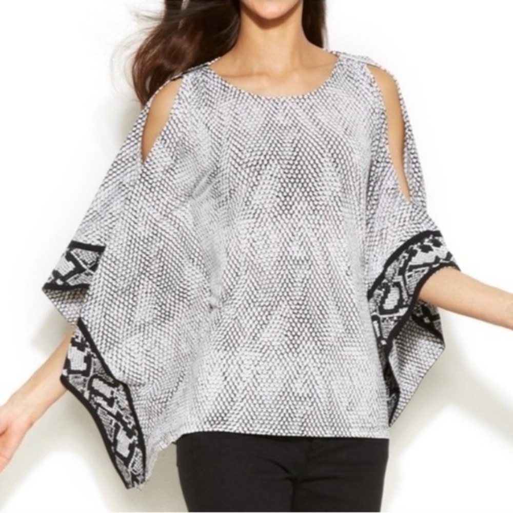 Michael Kors • Embellished Cold Shoulder Blouse • Black & Silver • Size M